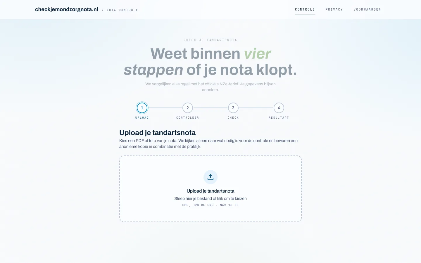 notacheckers.nl, de tool waarmee patiënten in vier stappen hun tandartsnota controleren