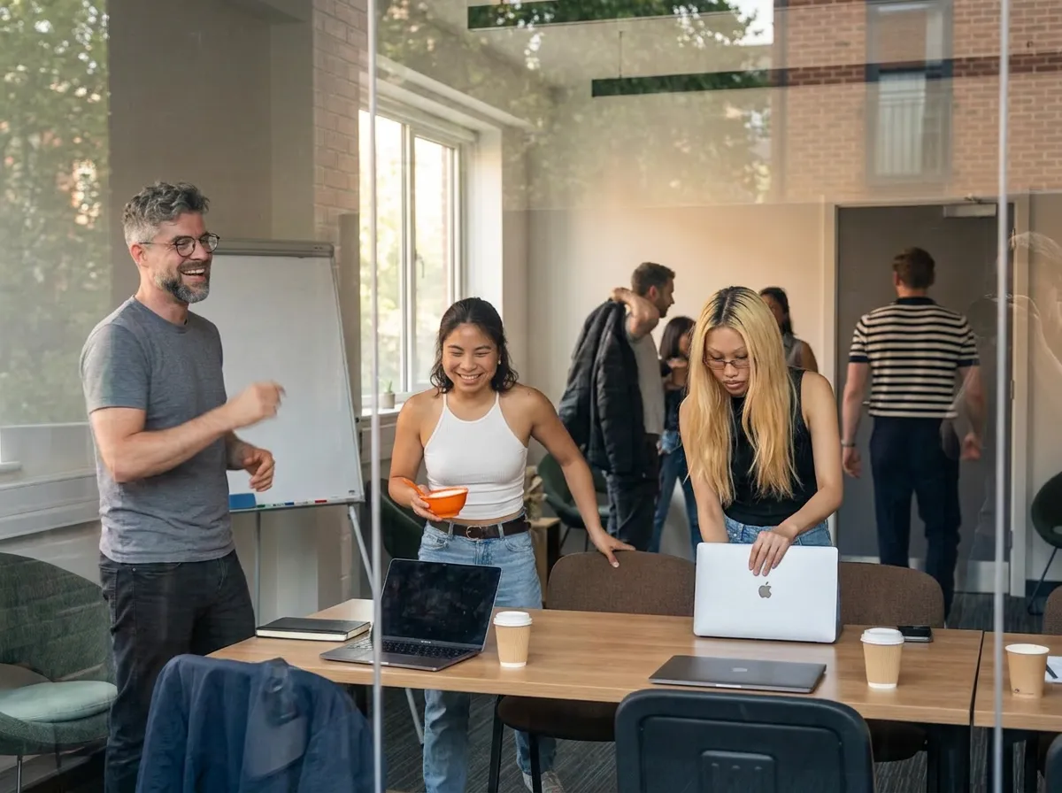 Informeel moment met het team op kantoor