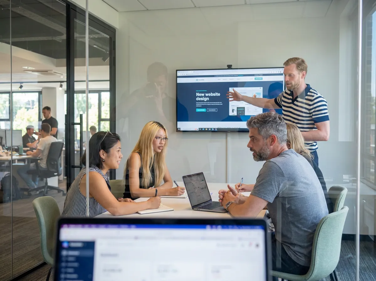 Het team van Customer Impact in een werkoverleg